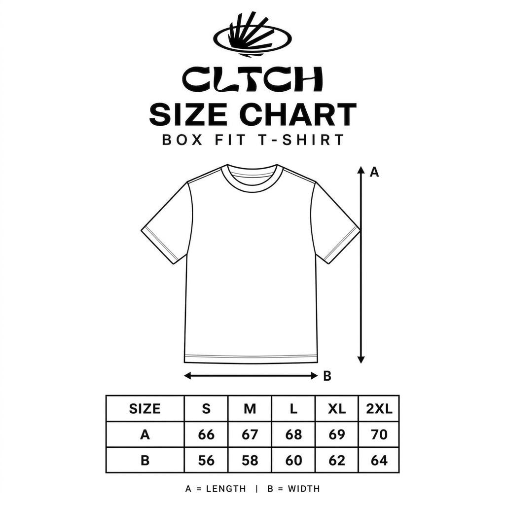 CLTCH Box Fit T-Shirt size chart